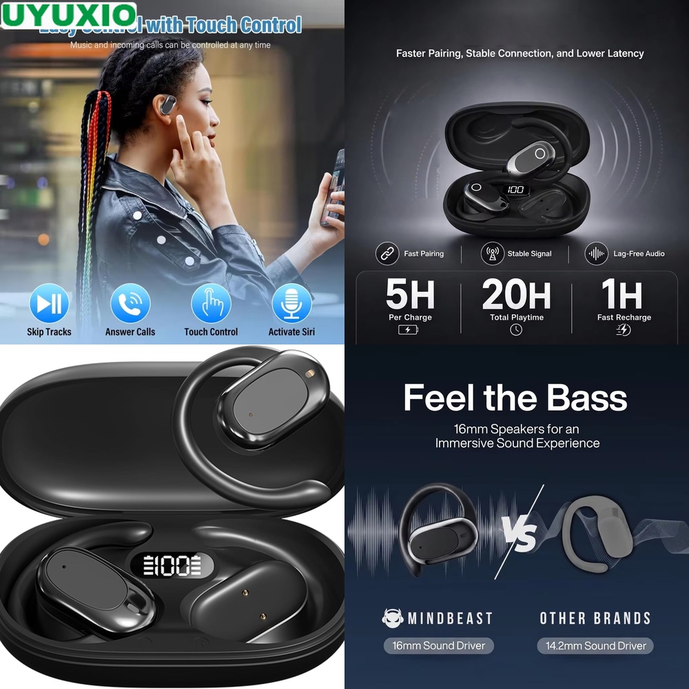 Bone Conduction Running Headphones - Słuchawki otwarte i bezprzewodowe słuchawki douszne