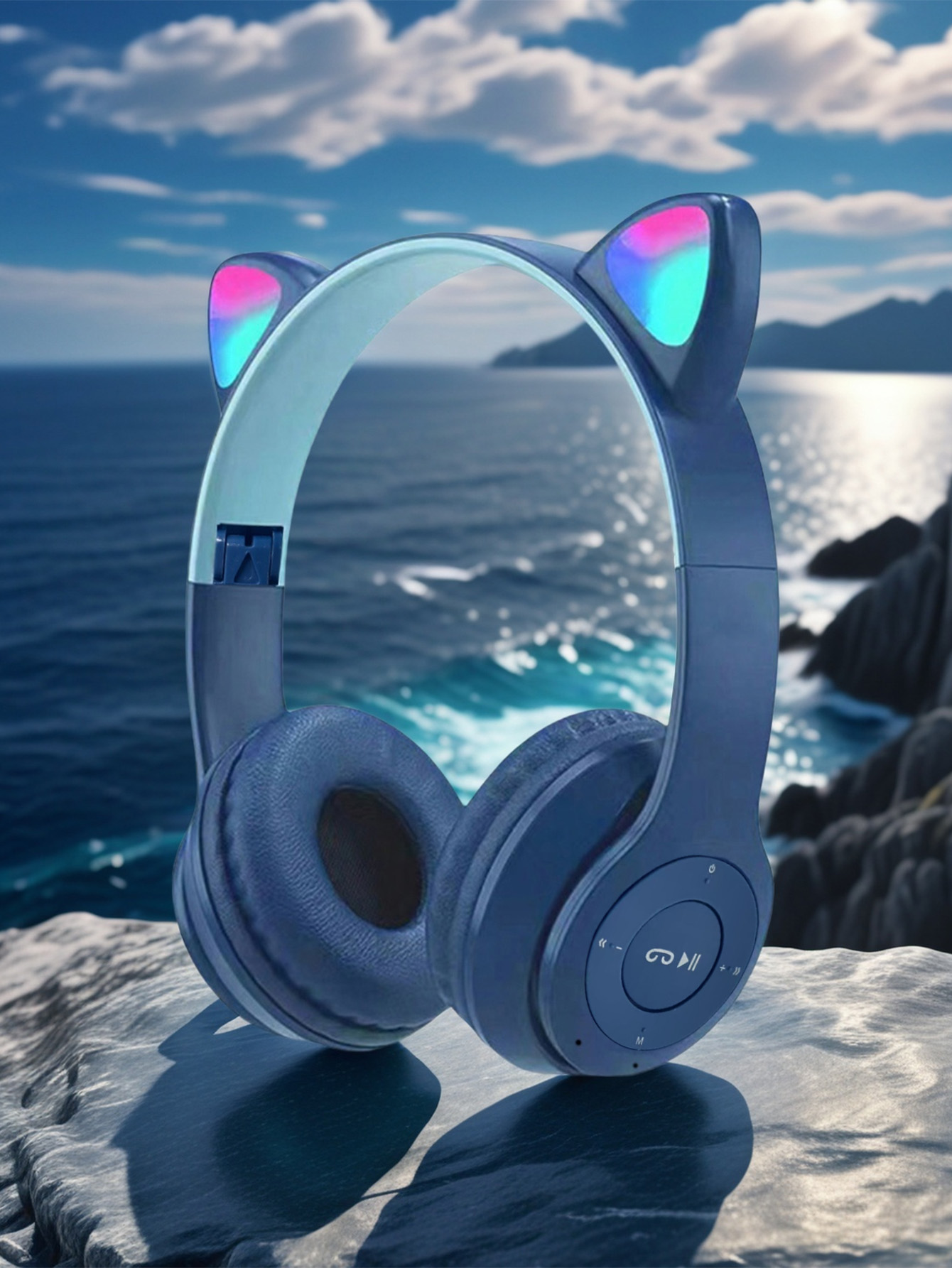 Cat Ear Bluetooth Headset Led - Słuchawki P47M z uszami kota, kolorowe