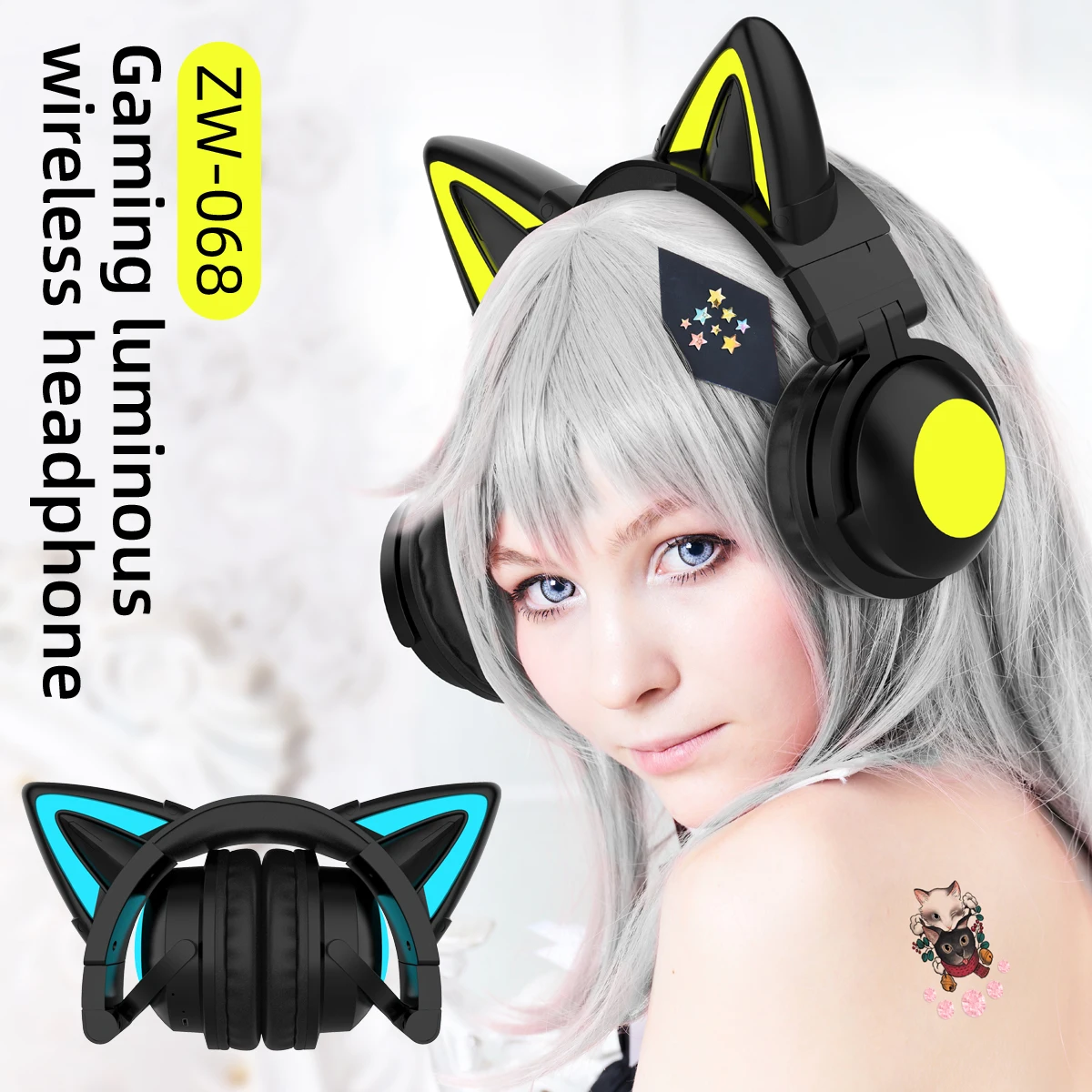 ZW068 Słuchawki Bluetooth LED  – Cat Ear Bluetooth Headset Led recenzja i cena