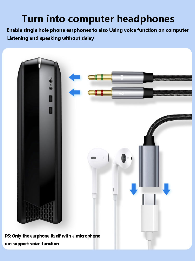 Adapter audio 3,5 mm męski na  – Type C Wired Earphones With Mic recenzja i cena