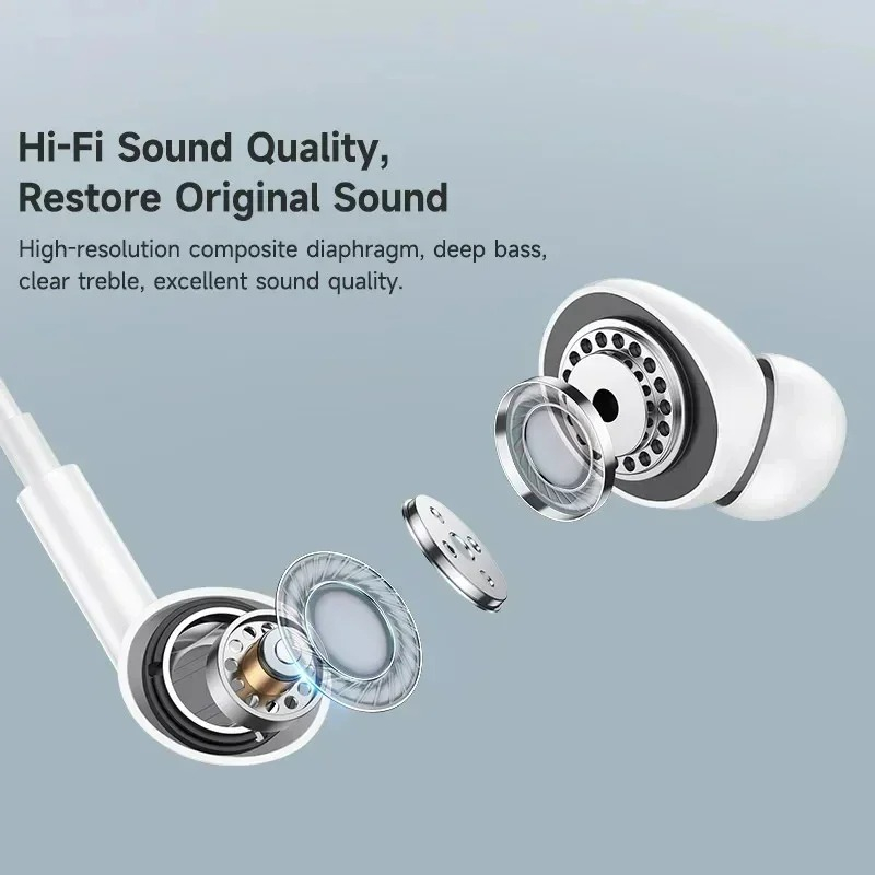 Oryginalne przewodowe słuchawk – Type C Wired Earphones With Mic recenzja i cena